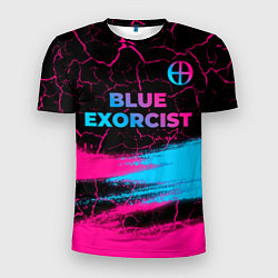 Футболка спортивная мужская Blue Exorcist - neon gradient: символ сверху, цвет: 3D-принт