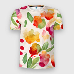 Мужская спорт-футболка Романтичные акварельные цветы