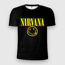 Футболка спортивная мужская Nirvana logo glitch, цвет: 3D-принт