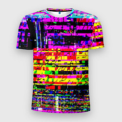 Мужская спорт-футболка Яркий пиксельный красочный глитч
