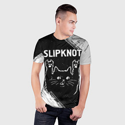 Футболка спортивная мужская Группа Slipknot и рок кот, цвет: 3D-принт — фото 2