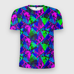 Мужская спорт-футболка Неоновый абстрактный геометрический узор