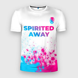 Мужская спорт-футболка Spirited Away neon gradient style: символ сверху