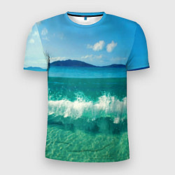 Мужская спорт-футболка Волна набегает на берег