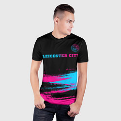Футболка спортивная мужская Leicester City - neon gradient: символ сверху, цвет: 3D-принт — фото 2