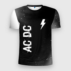 Мужская спорт-футболка AC DC glitch на темном фоне: надпись, символ