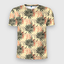 Мужская спорт-футболка Пальмы и гепард узор