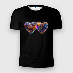 Мужская спорт-футболка Два разноцветных сердечка