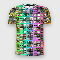 Мужская спорт-футболка Minecraft characters neon