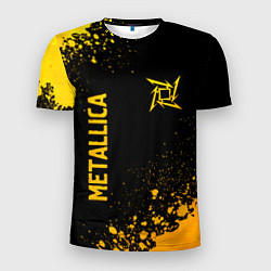 Футболка спортивная мужская Metallica - gold gradient: надпись, символ, цвет: 3D-принт