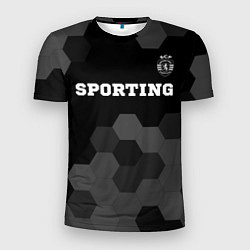 Футболка спортивная мужская Sporting sport на темном фоне: символ сверху, цвет: 3D-принт