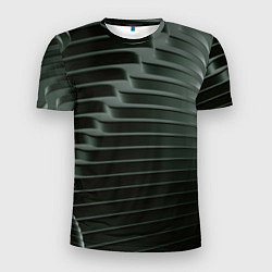 Футболка спортивная мужская Наноброня - чёрные волнообразные пластины, цвет: 3D-принт