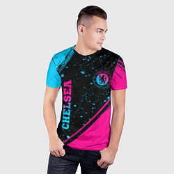 Футболка спортивная мужская Chelsea - neon gradient: надпись, символ, цвет: 3D-принт — фото 2