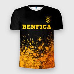 Футболка спортивная мужская Benfica - gold gradient: символ сверху, цвет: 3D-принт