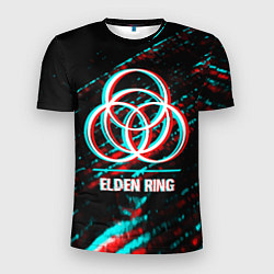 Футболка спортивная мужская Elden Ring в стиле glitch и баги графики на темном, цвет: 3D-принт
