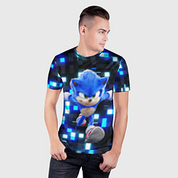 Футболка спортивная мужская Sonic neon squares, цвет: 3D-принт — фото 2