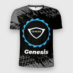 Футболка спортивная мужская Genesis в стиле Top Gear со следами шин на фоне, цвет: 3D-принт