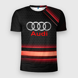 Футболка спортивная мужская Audi абстракция карбон, цвет: 3D-принт