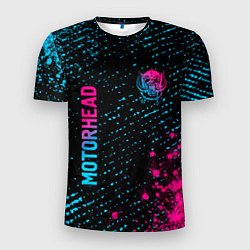 Мужская спорт-футболка Motorhead - neon gradient: надпись, символ