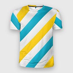 Футболка спортивная мужская Желтые и синие полосы, цвет: 3D-принт
