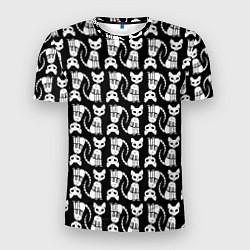 Мужская спорт-футболка Скелет кошки - Halloween pattern