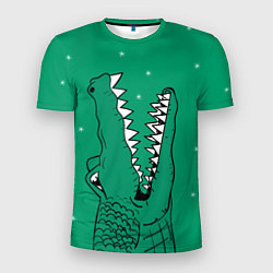 Мужская спорт-футболка Крокодил ловит снежинки
