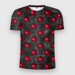 Мужская спорт-футболка Красные бутоны цветов
