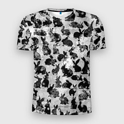 Мужская спорт-футболка Черные новогодние кролики