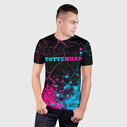 Футболка спортивная мужская Tottenham - neon gradient: символ сверху, цвет: 3D-принт — фото 2