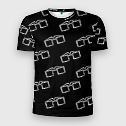 Мужская спорт-футболка Модные очки черно-белый узор