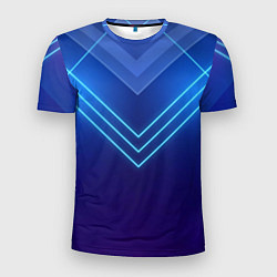 Мужская спорт-футболка Глубокий синий с неоновыми полосами