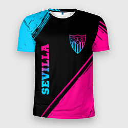 Мужская спорт-футболка Sevilla - neon gradient: надпись, символ