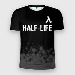 Мужская спорт-футболка Half-Life glitch на темном фоне: символ сверху