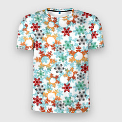 Мужская спорт-футболка Новогодний декор бумажные разноцветные снежинки