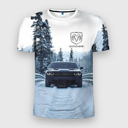 Мужская спорт-футболка Dodge in winter forest