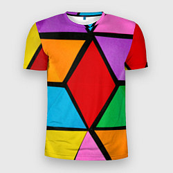 Мужская спорт-футболка Множество разноцветных ромбов