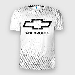 Футболка спортивная мужская Chevrolet с потертостями на светлом фоне, цвет: 3D-принт