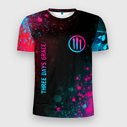 Мужская спорт-футболка Three Days Grace - neon gradient: надпись, символ