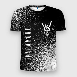 Мужская спорт-футболка Paramore и рок символ на темном фоне
