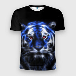 Футболка спортивная мужская Синий неоновый тигр, цвет: 3D-принт