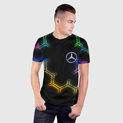 Футболка спортивная мужская Mercedes - neon pattern, цвет: 3D-принт — фото 2