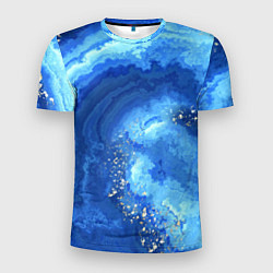 Мужская спорт-футболка Расплескалась синева абстракция