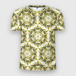 Мужская спорт-футболка Цветы абстрактные зелёные