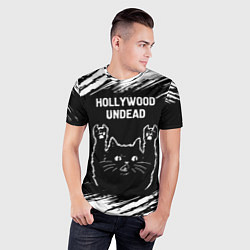 Футболка спортивная мужская Группа Hollywood Undead и рок кот, цвет: 3D-принт — фото 2