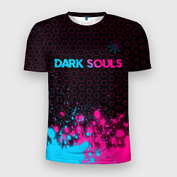 Мужская спорт-футболка Dark Souls - neon gradient: символ сверху
