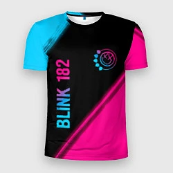 Мужская спорт-футболка Blink 182 - neon gradient: надпись, символ