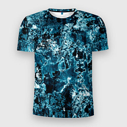 Мужская спорт-футболка Гранж - абстрактные синие разводы