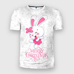 Мужская спорт-футболка Merry Christmas, cute bunny