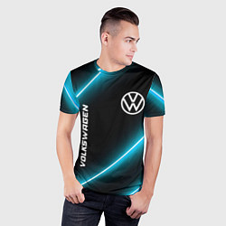 Футболка спортивная мужская Volkswagen неоновые лампы, цвет: 3D-принт — фото 2