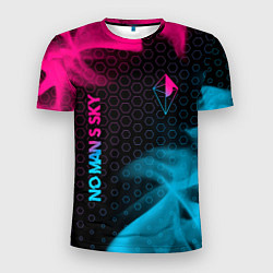 Мужская спорт-футболка No Mans Sky - neon gradient: надпись, символ
